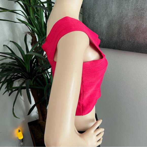 Guess Raspberry Red Bandage Crop Top - Picture 2 of 11